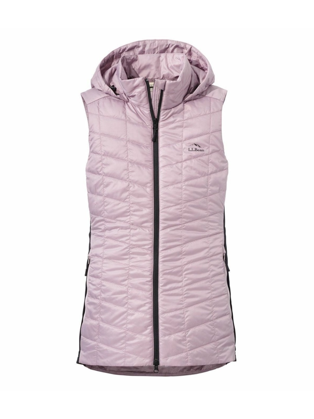 ★ L.L.Bean Women’s PrimaLoft Packaway Hooded Long Vest Light Purple Black S ★